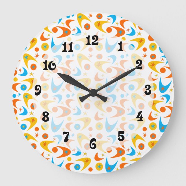 Customisable Retro Boomerangs Large Clock (Front)