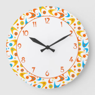 Customisable Retro Boomerangs Large Clock
