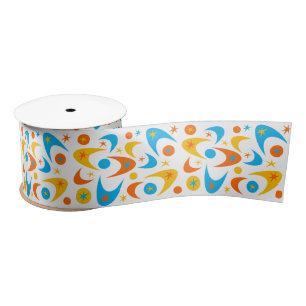 Customisable Retro Boomerangs Satin Ribbon