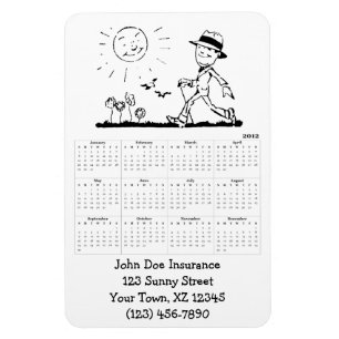 Customisable Retro Business Man 2012 Calendar Magnet
