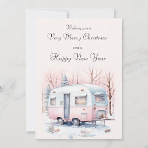 Customisable Retro Camper Christmas Card