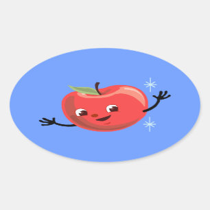 Customisable Retro Cherry Guy Oval Sticker