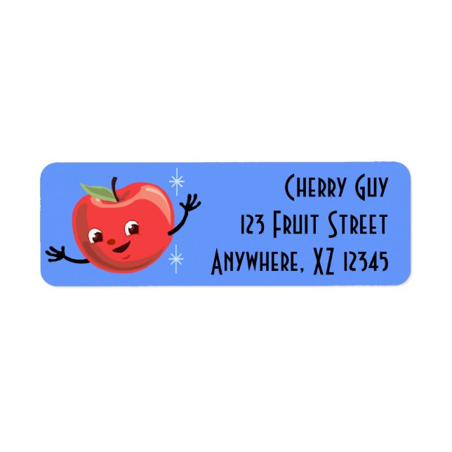 Customisable Retro Cherry Guy Return Address Label (Front)