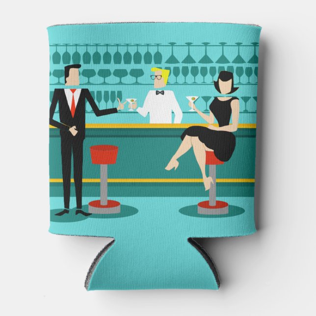 Customisable Retro Cocktail Lounge Can Cooler (Front)