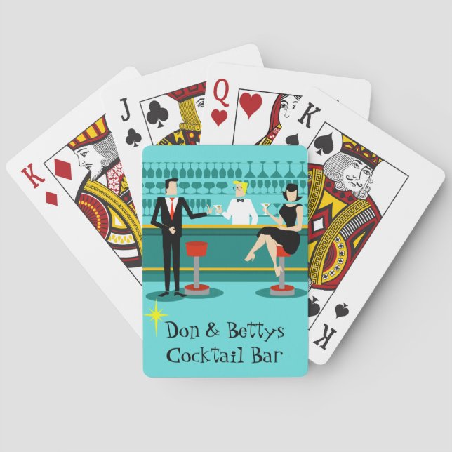 Customisable Retro Cocktail Lounge Playing Cards (Back)