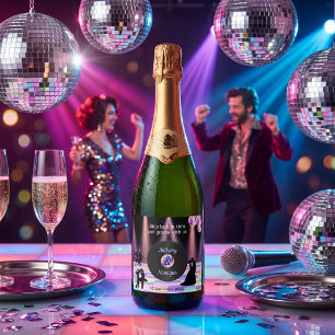 Customisable Retro Disco Wedding Sparkling Wine Label