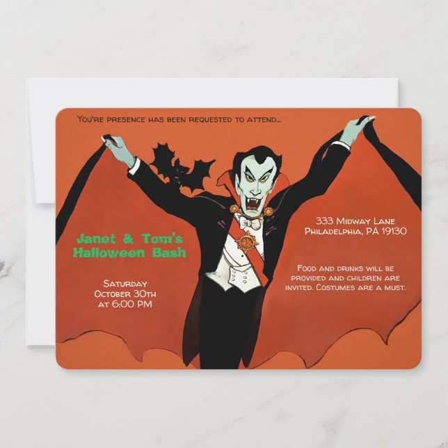 Customisable Retro Dracula Invitation (Front)