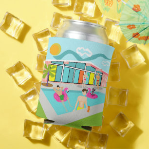 Customisable Retro Gay Pink Flamingo Pool Party Can Cooler
