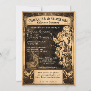 Customisable Retro Ghoulies Halloween Invitation