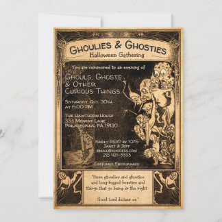 Customisable Retro Ghoulies Halloween Invitation