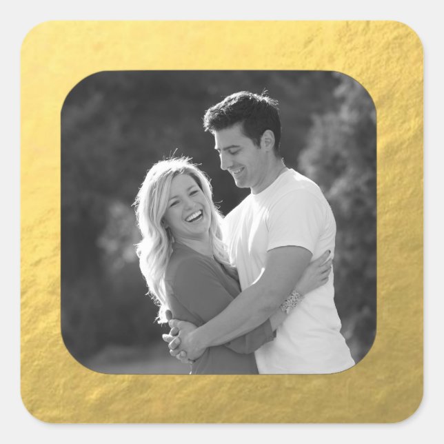 Customisable Retro Glamourous Gold Photo Stickers (Front)