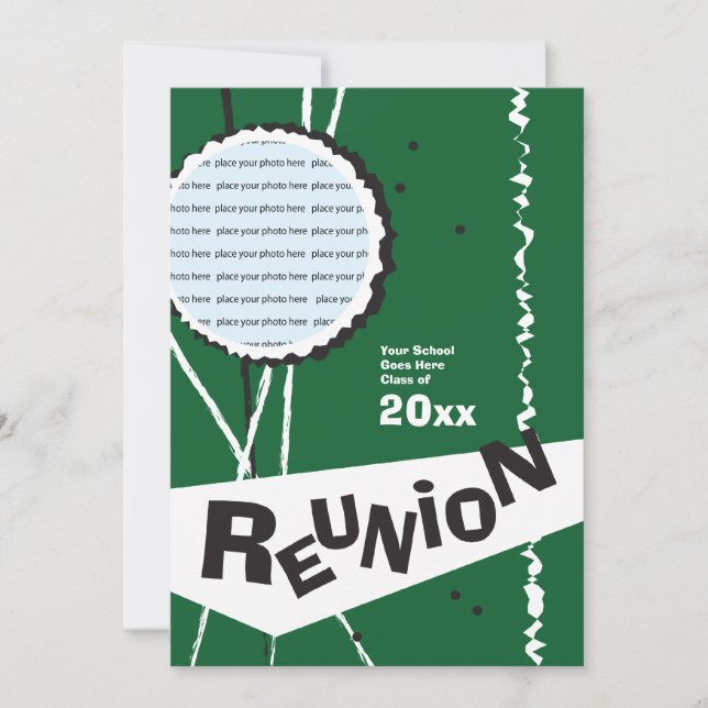Customisable Retro Green Class Reunion Invitation (Front)