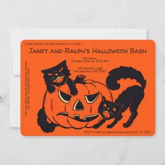 Customisable Retro Halloween Decoration Invitation