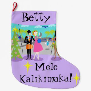 Customisable Retro Hawaiian Christmas Stocking