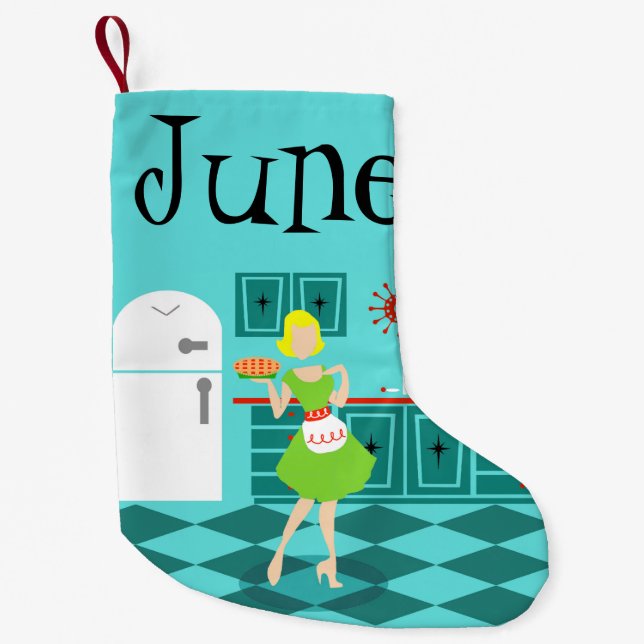 Customisable Retro Kitchen Christmas Stocking (Front)