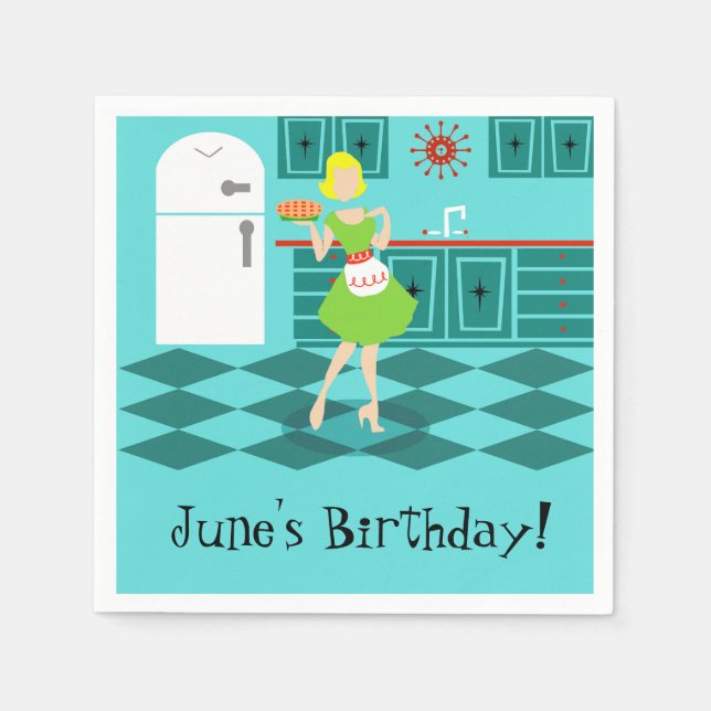 Customisable Retro Kitchen Paper Napkins (Front)