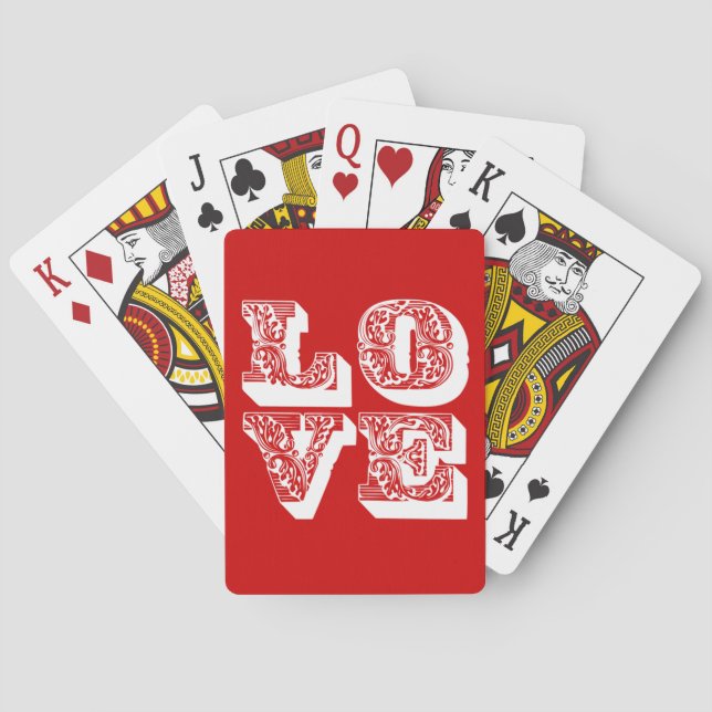 Customisable Retro LOVE Square Playing Cards (Back)