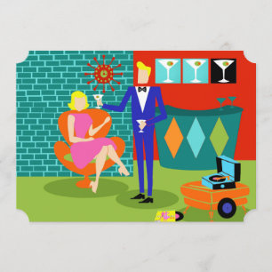 Customisable Retro Martini Couple Invitations