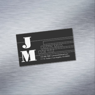 Customisable Retro-modern Black & White Monogram Magnetic Business Card