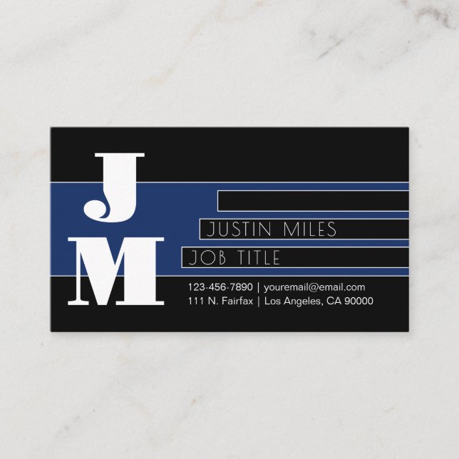 Customisable Retro-modern Monogram & Design Business Card (Front)