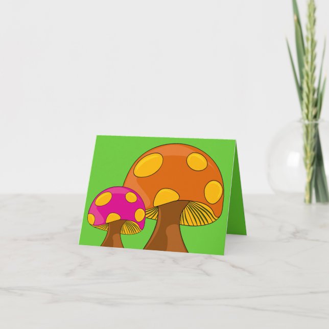 Customisable Retro Mushrooms Note Card (Front)