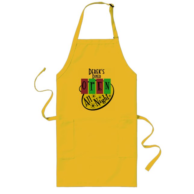 Customisable Retro Open All Night Diner Apron (Front)