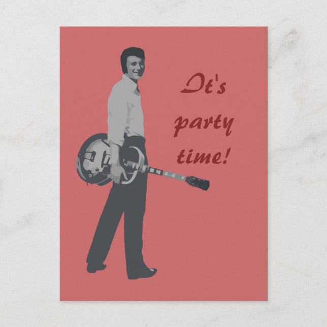 Customisable retro party invitation postcard (Front)