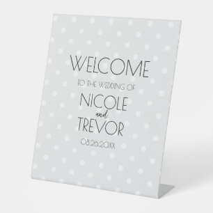 Customisable Retro Polkadots Wedding Welcome Pedestal Sign