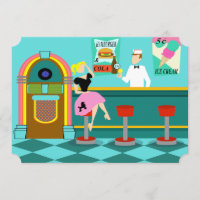Customisable Retro Soda Fountain Invitations