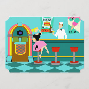 Customisable Retro Soda Fountain Invitations