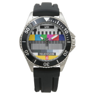 Customisable Retro Tv Test Card Pattern Watch