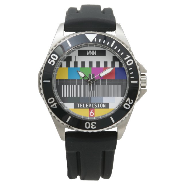 Customisable Retro Tv Test Card Pattern Watch (Front)