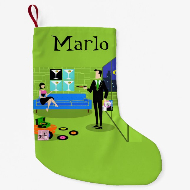 Customisable Retro Urban Couple Christmas Stocking (Front)