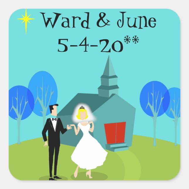 Customisable Retro Wedding Couple Stickers (Front)