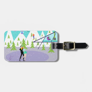 Customisable Retro Winter Ski Resort Luggage Tag
