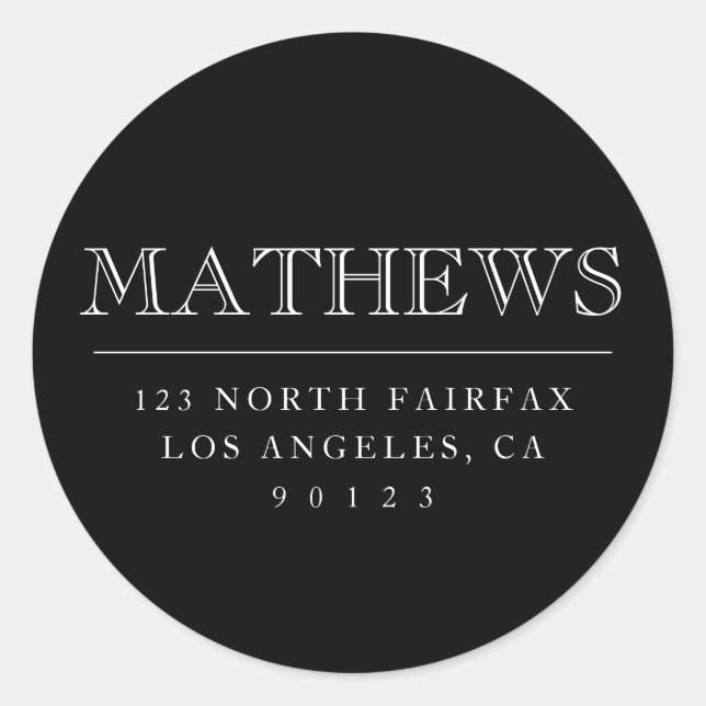 Customisable Return Address Classic Round Sticker (Front)