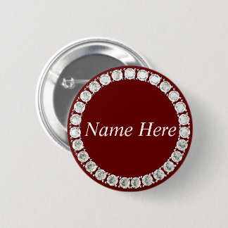 Customisable rhinestones maroon 6 cm round badge