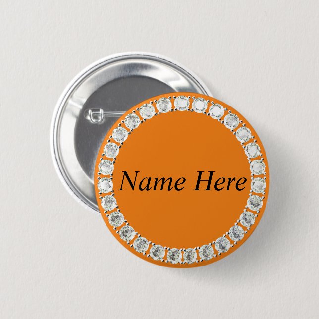 Customisable rhinestones orange button (Front & Back)
