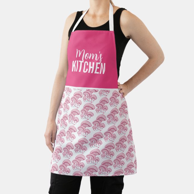 Customisable Rhodotus Pink Mushroom Kitchen Apron (Insitu)