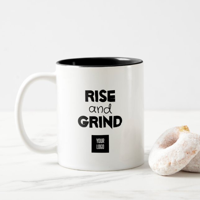 Customisable Rise and Grind  Two-Tone Coffee Mug (With Donut)
