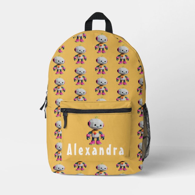 Customisable Robot Kids Printed Backpack (Front)