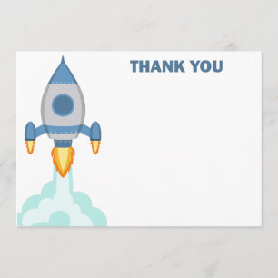 Customisable Rocket Ship Thank You card