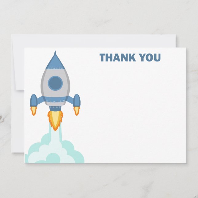 Customisable Rocket Ship Thank You card (Front)