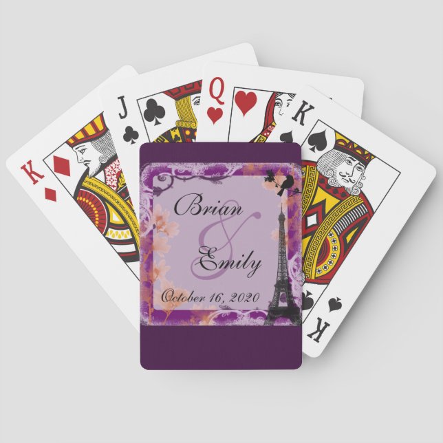 Customisable romanitc eiffel tower playing cards (Back)