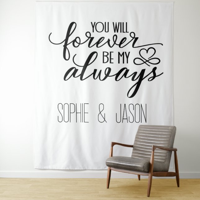 Customisable Romantic Quote Backdrop Tapestry (In Situ)