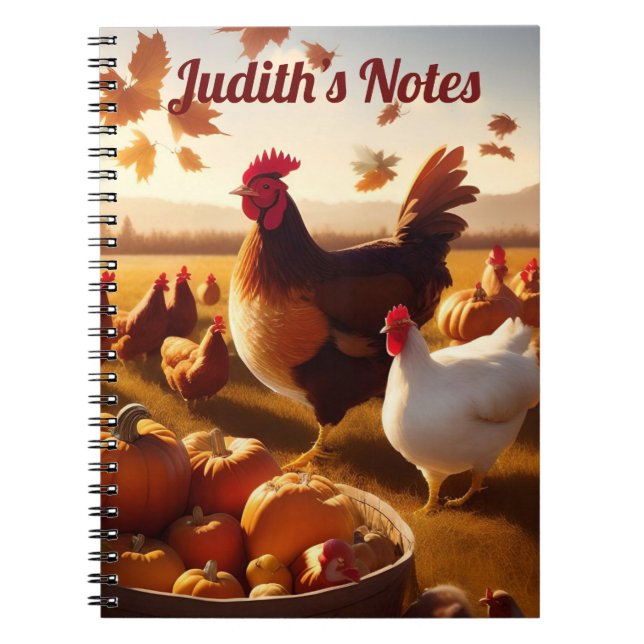 Customisable Rooster Notebook, Spiral Notebook. Notebook (Front)