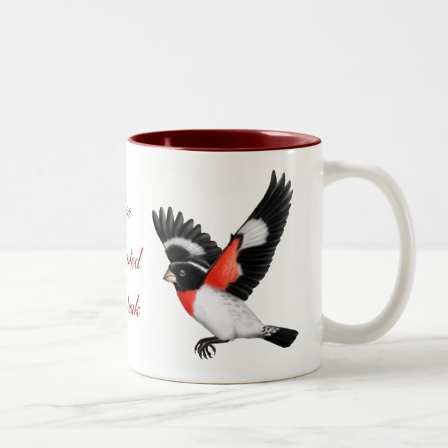 Customisable Rose Breasted Grosbeak Bird Mug (Right)