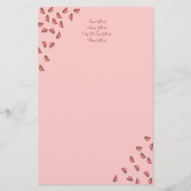 Customisable Rose Stationery - Include your name (Front)
