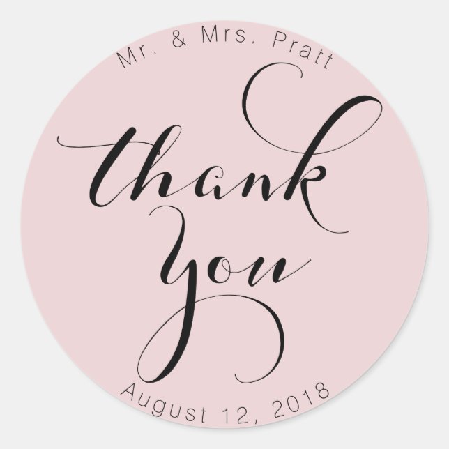 Customisable rose thank you stickers, round classic round sticker (Front)