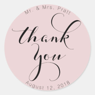 Customisable rose thank you stickers, round classic round sticker